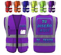 Chaleco Reflectante Personalizado con Bolsillos Chaleco Seguridad Personalizada con Nombre y Logo Colete Reflector Transpirable para Obra Construcción Trabajo Empresas Equipos Eventos al por mayor