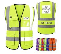 Chaleco Reflectante Personalizado con bolsillos y cremallera Chaleco Seguridad personalizada con texto/Logo/foto Colete Reflector de trabajo para construcción empresas eventos compra al por mayor