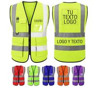 Chaleco Reflectante Personalizado con texto/Logo/foto Chaleco Seguridad personalizada con bolsillos y cremallera Colete Reflector de trabajo para Construcción Empresas voluntarios Compra al por mayor
