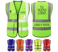 Chaleco Reflectante Personalizado con texto/Logo/foto Chaleco Seguridad personalizada con bolsillos y cremallera Colete Reflector de trabajo para Construcción Empresas voluntarios Compra al por mayor