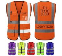 Chaleco Reflectante Personalizado con texto/Logo/foto Chaleco Seguridad personalizada con bolsillos y cremallera Colete Reflector de trabajo para Construcción Empresas voluntarios Compra al por mayor