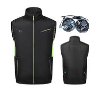 Chaleco Refrigerante con Ventilador De 9 Aspas Y 12 V: Potente Flujo De Aire, Transpirable para Mantenerte Fresco | Chaqueta con Ventilador para Trabajos En Altura Y Altas Temperaturas ,XL,Black