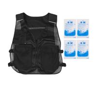 Chaleco Refrigerante de Hielo Negro para Trabajo con bolsillos | Malla Oxford Transpirable, Cremallera Frontal, Bolsas Reutilizables, para Construcción, Moto y Calor Intenso