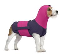 Chaleco Relajante para Perros, 2-In-1 Chaqueta de Ansiedad Perros con Protector de Oído para Perro para Truenos, Fuegos Artificiales(Morado, XS)