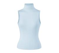 Chaleco Retro sin Mangas de Cuello Alto for Mujer, elástico, Ajustado, Color sólido, Parte Superior Corta o Capa Base(BLU,M)