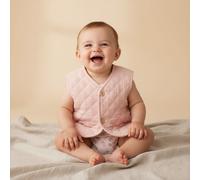 Chaleco reversible de muselina rosa/blanco | Little Dutch – 86/92