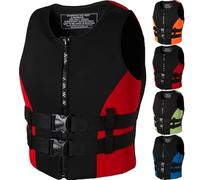 Chaleco Salvavidas De Neopreno Ajustable para Hombres Y Mujeres, Ayuda A La Flotabilidad Chaleco De NatacióN para Adultos Apto para Tablas De Paddle Surf De 48 A 110 Kg(Red,2XL(90-100KG))