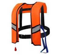 Chaleco Salvavidas Inflable Chaleco Salvavidas autoinflable Manual Inflable de Nailon 150N con Silbato, Hebilla de liberación rápida y Tiras Reflectantes, sin Cilindros de Gas, Naranja