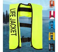 Chaleco Salvavidas Inflable Manual, Chaleco de Ayuda con Silbato de Seguridad y Bandas Reflectantes for Kayak, Navegación, Pesca y Deportes acuáticos(Fluorescentgreen)