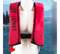 Chaleco Salvavidas Inflable Manual, Chaleco de Ayuda con Silbato de Seguridad y Bandas Reflectantes for Kayak, Navegación, Pesca y Deportes acuáticos(Red)