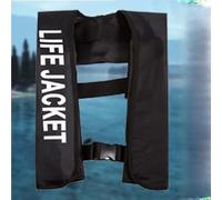 Chaleco Salvavidas Inflable Manual, Chaleco de Ayuda con Silbato de Seguridad y Bandas Reflectantes for Kayak, Navegación, Pesca y Deportes acuáticos(Black)