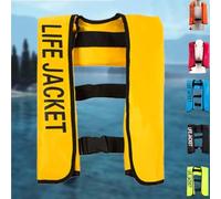 Chaleco Salvavidas Inflable Manual, Chaleco de Ayuda con Silbato de Seguridad y Bandas Reflectantes for Kayak, Navegación, Pesca y Deportes acuáticos(Yellow)