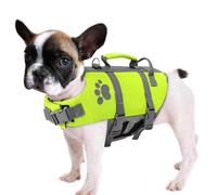 Chaleco salvavidas para perro, chaleco de natación de alta flotabilidad con asa, ajuste ajustable (S)