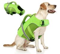 Chaleco salvavidas para perro, chaleco Ripstop de alta flotabilidad, asa de rescate, ajustable (M)