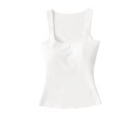 Chaleco sin Mangas Acolchado con Cuello Cuadrado y Ancho for Mujer, Top Corto de Cintura Alta, Almohadillas extraíbles for Capas o Ropa Abrigo(Weiß,Large)