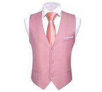 Chaleco sin mangas ajustado for hombre, clásico, con cuello en V, conjunto de corbata y chaleco, for ocasiones informales, formales, fiestas bodas para Novios de Boda, Boda Fiesta Negocio(Color 12,M)