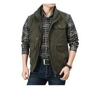 Chaleco sin mangas Chaleco for herramientas Chaleco for el exterior Multibolsillo Chaleco de secado rápido Chaleco deportivo Chaleco de pesca Chaleco fino Sin cuello Tejidos de algodón(Green,3XL)