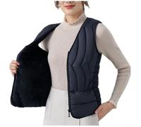 Chaleco sin mangas con forro polar para mujer, color liso | Tejido de poliéster, elasticidad moderada, longitud regular, ajuste cómodo, fácil cuidado
