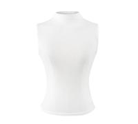 Chaleco sin Mangas de Cuello Alto Color sólido for Mujer, Estilo nicho, elástico, Ajustado, Corto, Deportivo, Jersey Mezcla algodón(Weiß,Large)