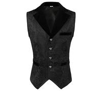 Chaleco Sin Mangas Hombre Ajustado Medieval Retro Punk Chaqueta Traje Cosplay Sin Mangas Cuello Rabattu Look Rock E Histórico, Le Noir, L