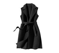 Chaleco sin mangas largo cálido para mujer, chaquetas de lana de transición para mujer, abrigo de cuello alto, chaqueta de color sólido, poncho frontal abierto, gabardina abierta, bolsillos, abrigo a