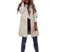 Chaleco sin mangas largo para mujer, abrigo de invierno para mujer, elegante abrigo acolchado sin mangas, abrigo de plumón, chaleco térmico ultraligero, chaleco acolchado cálido, cortavientos, chaleco