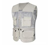 Chaleco sin mangas para hombre al aire libre, chaleco de trabajo transpirable para exteriores, chaqueta ligera para exteriores con muchos bolsillos, ropa de trabajo, cuello de pico, chaleco
