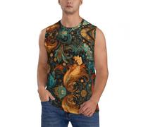 Chaleco sin mangas para hombre con estampado de cola de fénix, ajuste holgado, transpirable, de secado rápido, Negro, Small-4X-Large