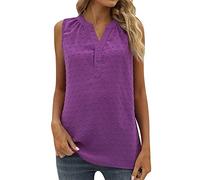 Chaleco sin mangas para mujer, cuello en V, chaleco de verano, informal, color liso, corte holgado, simple, sin mangas, elegante, elegante, cómoda, camiseta clásica de todos los días, versátil Caraco