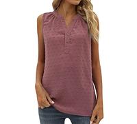 Chaleco sin mangas para mujer, cuello en V, chaleco de verano, informal, color liso, corte holgado, simple, sin mangas, elegante, elegante, cómoda, camiseta clásica de todos los días, versátil Caraco