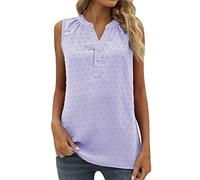 Chaleco sin mangas para mujer, cuello en V, chaleco de verano, informal, color liso, corte holgado, simple, sin mangas, elegante, elegante, cómoda, camiseta clásica de todos los días, versátil Caraco