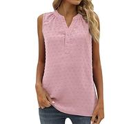 Chaleco sin mangas para mujer, cuello en V, chaleco de verano, informal, color liso, corte holgado, simple, sin mangas, elegante, elegante, cómoda, camiseta clásica de todos los días, versátil Caraco