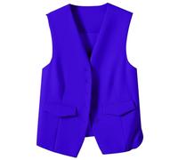 Chaleco sin mangas para mujer, cuello en V, con botones, para el trabajo y la oficina, azul, XXL