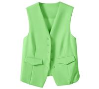 Chaleco sin mangas para mujer, cuello en V, con botones, para el trabajo y la oficina, verde menta, M