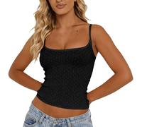 Chaleco sin mangas para mujer y crop top chic y elegante Y2K hueco sin mangas casual corte delgado color sólido camisola sexy versátil playa carácter verano tirantes partido