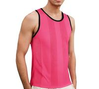 Chaleco sólido sin mangas para hombre Casual Popularidad lateral Tenedor ancho Fitness Ropa deportiva Chaleco suelto, Rosa intenso., L