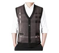 Chaleco Suéter Suéter Casual for Hombre Cárdigan Chaleco Sin Mangas con Botones De Punto Moda Casual Jacquard Cárdigan Suéter Chaleco for El Trabajo En Casa(Khaki,M)