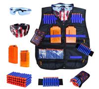 Chaleco t ctico para ni os para pistolas Nerf N-Strike Elite Series con 40 balas, dardos de repuesto, 2 cargadores de recarga, bolsa para dardos,
