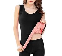 Chaleco térmico para mujer, chaleco moldeador corporal, ropa interior, embellecimiento corporal, algodón, parte superior térmica gruesa, Negro , L