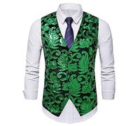 Chaleco Tipo Blazer con Lentejuelas for Hombre: Chaleco Brillante sin Mangas for Discoteca, Bodas, Fiestas en Clubes, Nochevieja, Eventos de Baile(A,M)