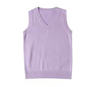 Chaleco Tipo suéter Escolar Estilo para Mujer, de Punto, sin Mangas, Ideal para Uso Informal y días Escolares