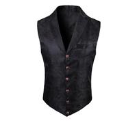 Chaleco tradicional medieval victoriano, chaleco de traje para hombre, jazz, chaleco, renacentista, chaleco de esmoquin para bodas, Halloween, carnaval, jacquard, Gilet, Negro , S