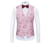 Chaleco Traje Chalecos de traje azul for hombre, chaqueta sin mangas con cuello en V y un solo pecho, talla asiática M-6XL, chaleco for fiesta boda para Hombre(803 Pink,Asian L is Eur XXS)