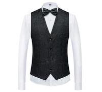 Chaleco Traje Chalecos de traje azul for hombre, chaqueta sin mangas con cuello en V y un solo pecho, talla asiática M-6XL, chaleco for fiesta boda para Hombre(802 Black,Asian 3XL is Eur M)
