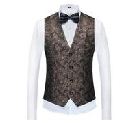 Chaleco Traje Chalecos de traje azul for hombre, chaqueta sin mangas con cuello en V y un solo pecho, talla asiática M-6XL, chaleco for fiesta boda para Hombre(802 Coffee,Asian 3XL is Eur M)