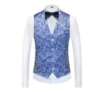 Chaleco Traje Chalecos de traje azul for hombre, chaqueta sin mangas con cuello en V y un solo pecho, talla asiática M-6XL, chaleco for fiesta boda para Hombre(Color 19,Asian 3XL is Eur M)