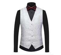 Chaleco Traje Chalecos de traje azul for hombre, chaqueta sin mangas con cuello en V y un solo pecho, talla asiática M-6XL, chaleco for fiesta boda para Hombre(701 White,Asian M is Eur XXXS)