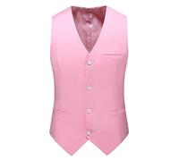 Chaleco Traje Hombre - Hombres Regular Fit Casual Color Sólido Un Solo Pecho Delgado Gran Tamaño Negocios Cuello En V Chaleco Chaleco Múltiples Bolsillos,Rosado,XXL