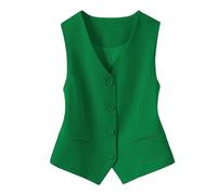 Chaleco Traje Mujer,Chaleco Totalmente Forrado para Mujer, para Disfraces Festivos, De Moda, Sin Mangas, con Botones, Cuello En V, Top Corto, Traje De Verano, Elegante, Ajustado, Retro, para Fiesta,
