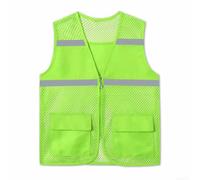 Chaleco unisex de malla transpirable para el trabajo, chaleco casual de red con tira reflectante, ideal para voluntarios y actividades al aire libre (L, verde)